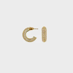 Øreringe*Winther Studio Wide Stone Hoops - Pre-Order Guld